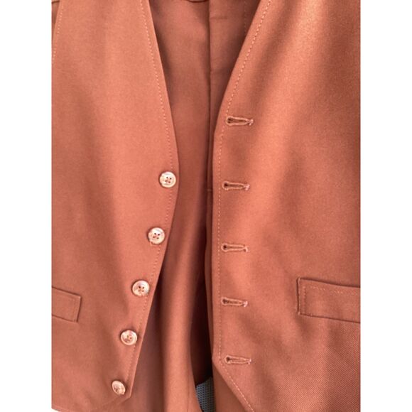 Iconic/Vintage/Retro Genuine 1970s Unisex Brown Vest & Pants Suit - Picture 6 of 7